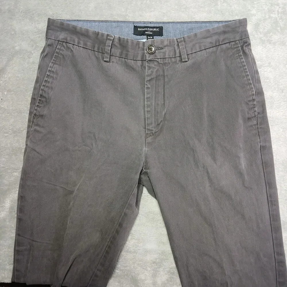 Banana Republic Mens Gray Chino Pants Straight Leg Casual Prep Measures 31x28